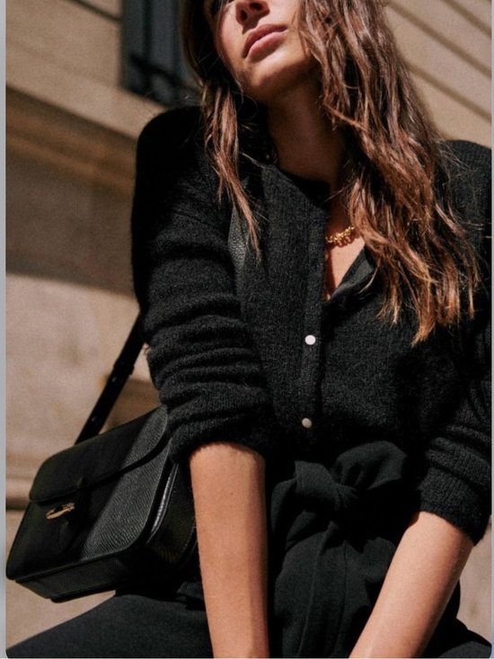 Sezane Sweaters - Sezane Gaspard Black Button-Front Women's Sweater Cardigan